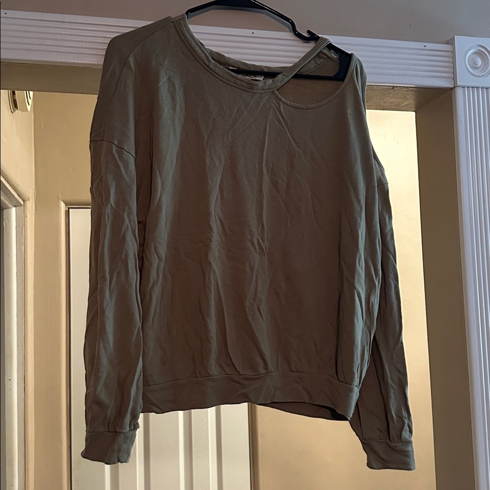 Express Olive Green Asymmetrical Sweatshirt
